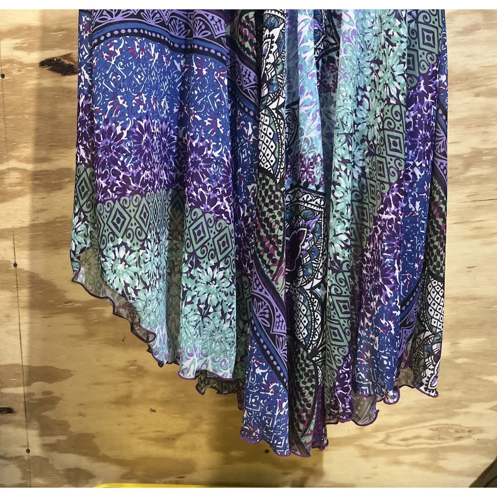 Dressbarn Y2K Babydoll Fairy Asymmetrical Dress Size 8 Sheer Patchwork Festival - Picture 5 of 16